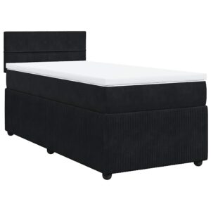 Giroletto a Molle con Materasso Nero 100x200 cm in Velluto