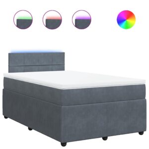 Giroletto a Molle con Materasso Grigio Scuro 120x200 cm Velluto