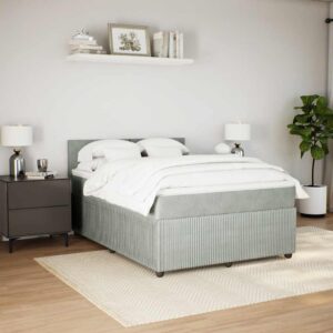 Giroletto a Molle con Materasso Grigio Chiaro 140x190cm Velluto