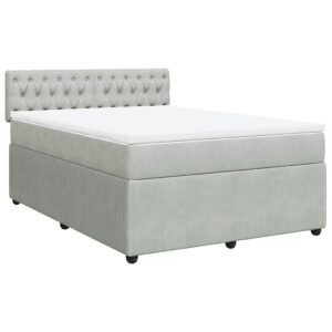 Giroletto a Molle con Materasso Grigio Chiaro 140x190cm Velluto