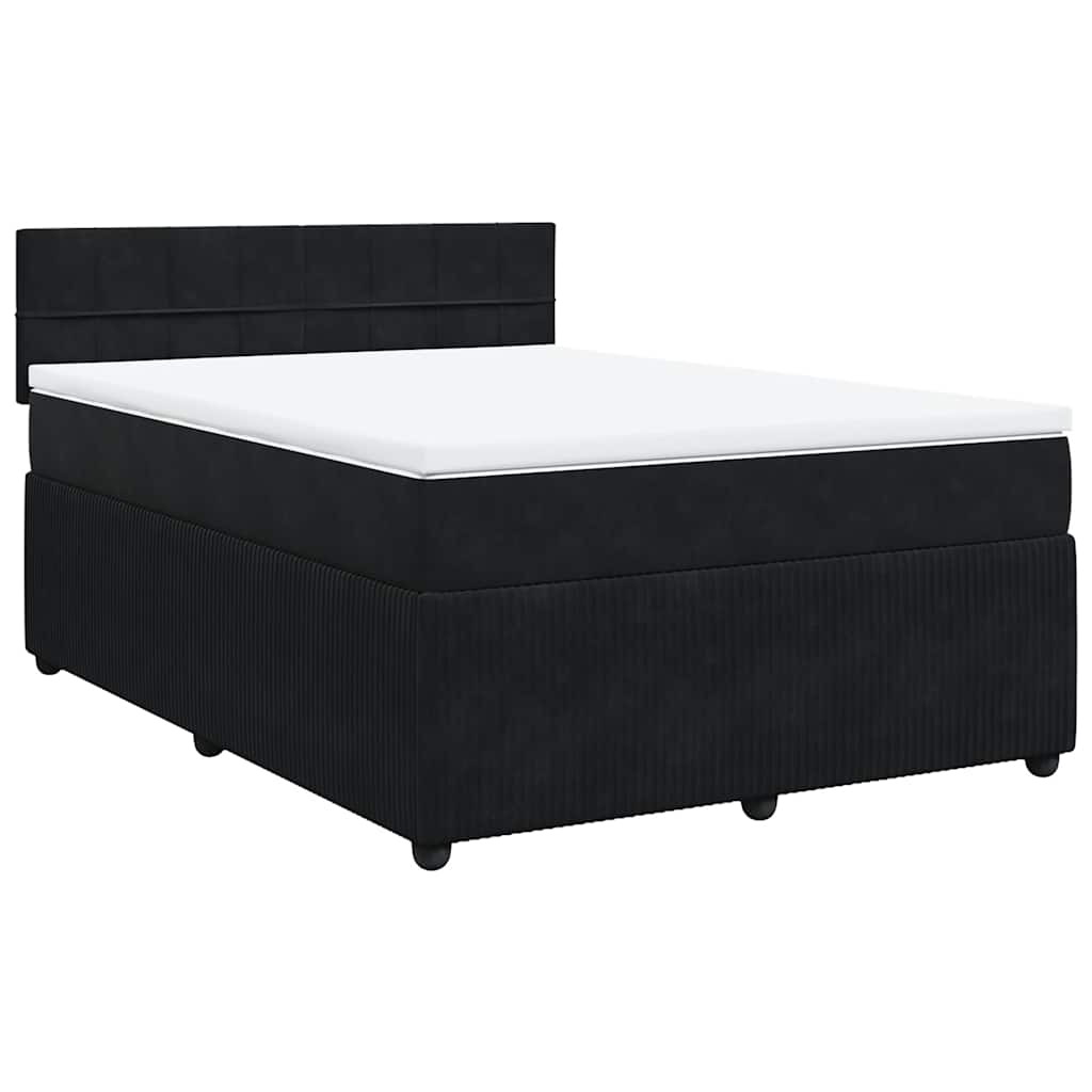 Giroletto a Molle con Materasso Nero 160x200 cm in Velluto