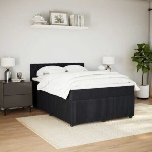 Giroletto a Molle con Materasso Nero 160x200 cm in Velluto