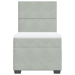 Giroletto a Molle con Materasso Grigio Chiaro 90x200 cm Velluto