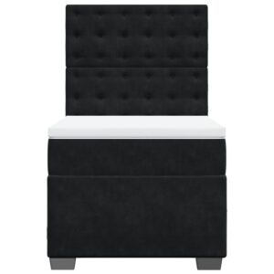 Giroletto a Molle con Materasso Nero 90x200 cm in Velluto