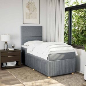 Giroletto a Molle con Materasso Grigio Chiaro 80x200 cm Tessuto