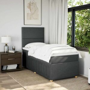 Giroletto a Molle con Materasso Grigio Scuro 90x190 cm Tessuto