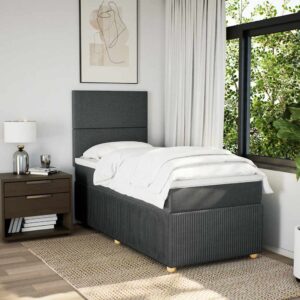 Giroletto a Molle con Materasso Grigio Scuro 90x200 cm Tessuto
