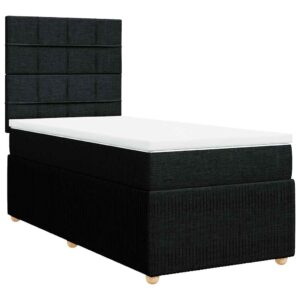 Giroletto a Molle con Materasso Nero 90x200 cm in Tessuto