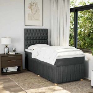 Giroletto a Molle con Materasso Grigio Scuro 100x200 cm Tessuto
