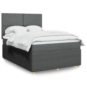 Giroletto a Molle con Materasso Grigio Scuro 140x200cm Tessuto