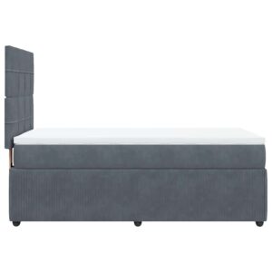 Giroletto a Molle con Materasso Grigio Scuro 90x190 cm Velluto