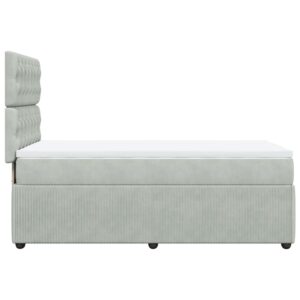 Giroletto a Molle con Materasso Grigio Chiaro 90x190 cm Velluto
