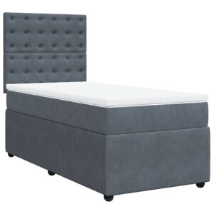 Giroletto a Molle con Materasso Grigio Scuro 90x190 cm Velluto