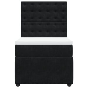 Giroletto a Molle con Materasso Nero 90x190 cm in Velluto