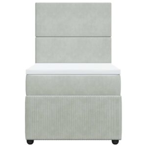 Giroletto a Molle con Materasso Grigio Chiaro 90x200 cm Velluto