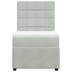 Giroletto a Molle con Materasso Grigio Chiaro 90x200 cm Velluto