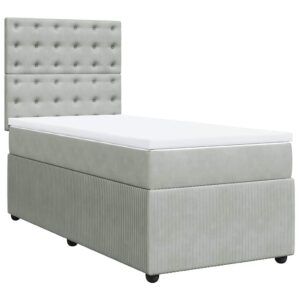 Giroletto a Molle con Materasso Grigio Chiaro 90x200 cm Velluto