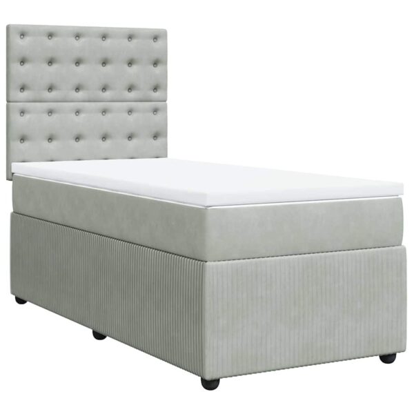 Giroletto a Molle con Materasso Grigio Chiaro 90x200 cm Velluto
