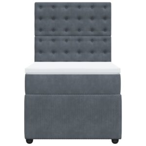 Giroletto a Molle con Materasso Grigio Scuro 90x200 cm Velluto