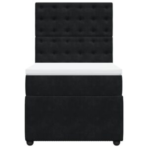 Giroletto a Molle con Materasso Nero 100x200 cm in Velluto