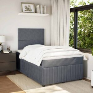 Giroletto a Molle con Materasso Grigio Scuro 120x200 cm Velluto