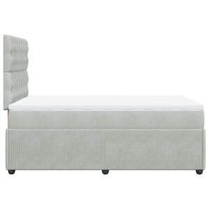 Giroletto a Molle con Materasso Grigio Chiaro 120x200cm Velluto
