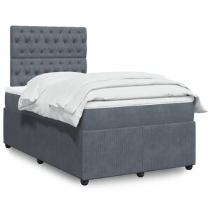 Giroletto a Molle con Materasso Grigio Scuro 120x200 cm Velluto