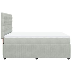 Giroletto a Molle con Materasso Grigio Chiaro 140x190cm Velluto