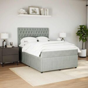 Giroletto a Molle con Materasso Grigio Chiaro 140x200cm Velluto