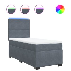Giroletto a Molle con Materasso Grigio Scuro 90x200 cm Velluto