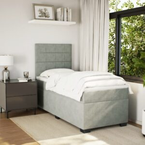Giroletto a Molle con Materasso Grigio Chiaro 90x200 cm Velluto