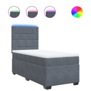 Giroletto a Molle con Materasso Grigio Scuro 90x200 cm Velluto