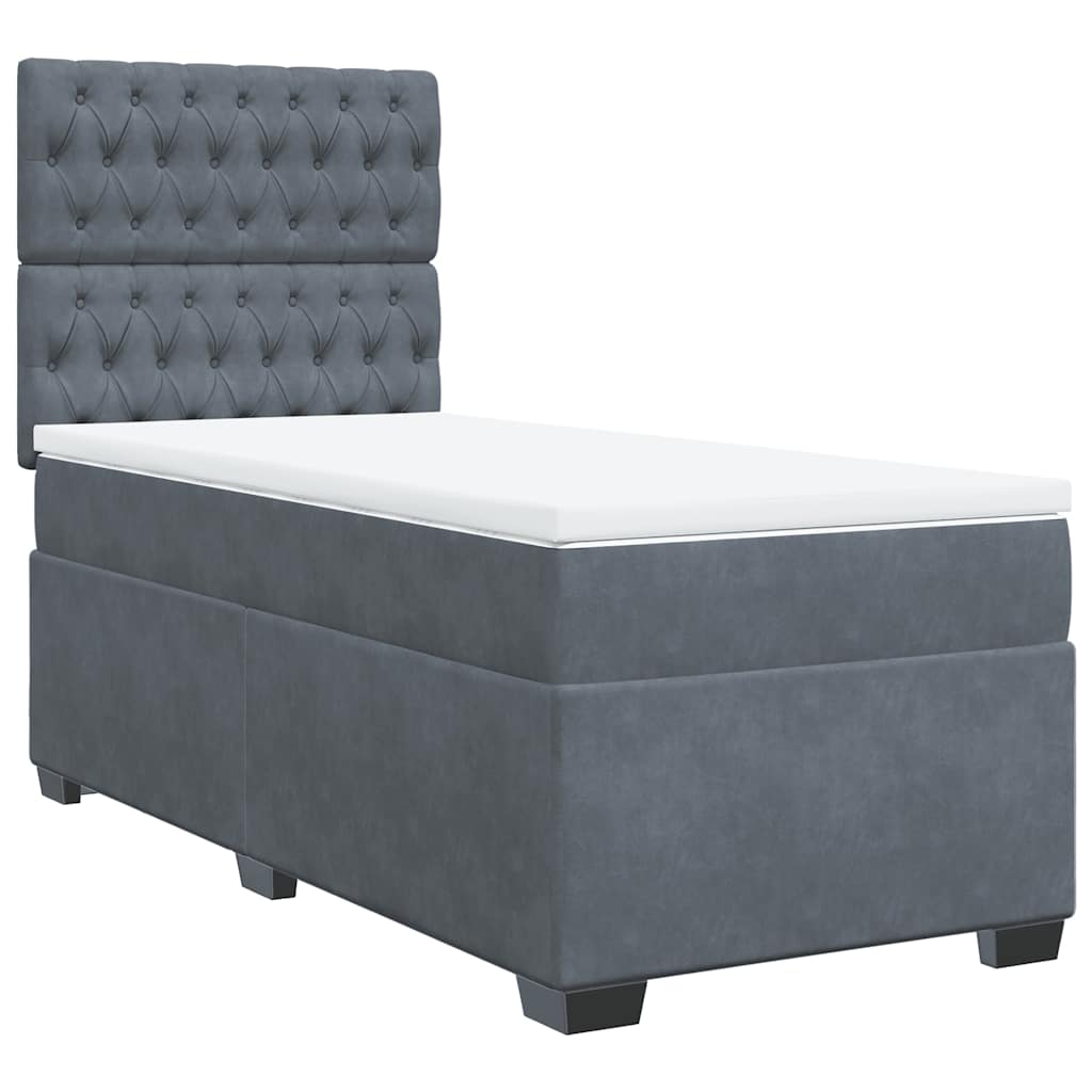 Giroletto a Molle con Materasso Grigio Scuro 90x200 cm Velluto