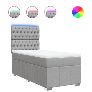 Giroletto a Molle con Materasso Grigio Chiaro 90x200 cm Tessuto