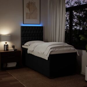 Giroletto a Molle con Materasso Nero 90x200 cm in Tessuto