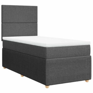 Giroletto a Molle con Materasso Grigio Scuro 80x200 cm Tessuto