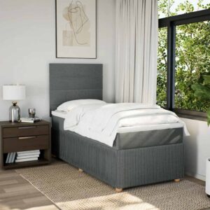 Giroletto a Molle con Materasso Grigio Scuro 100x200 cm Tessuto