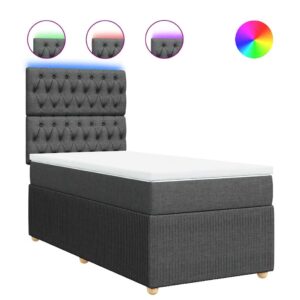 Giroletto a Molle con Materasso Grigio Scuro 100x200 cm Tessuto