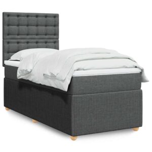 Giroletto a Molle con Materasso Grigio Scuro 100x200 cm Tessuto