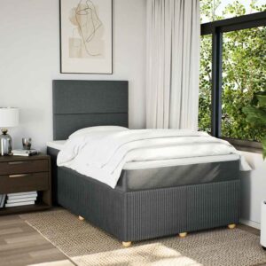 Giroletto a Molle con Materasso Grigio Scuro 120x190cm Tessuto