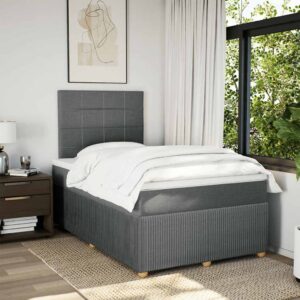 Giroletto a Molle con Materasso Grigio Scuro 120x200 cm Tessuto