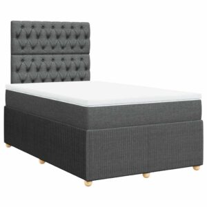 Giroletto a Molle con Materasso Grigio Scuro 120x200 cm Tessuto