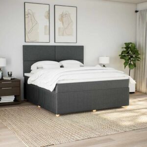 Giroletto a Molle con Materasso Grigio Scuro 180x200 cm Tessuto