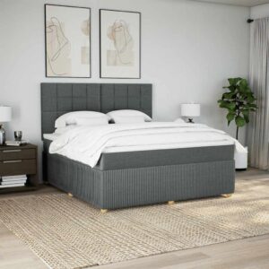 Giroletto a Molle con Materasso Grigio Scuro 180x200 cm Tessuto