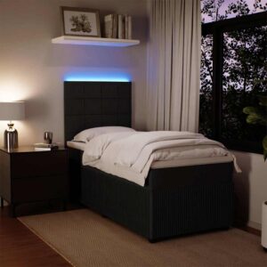 Giroletto a Molle con Materasso Nero 90x190 cm in Velluto