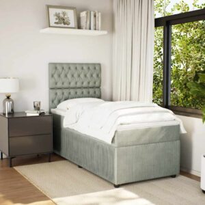 Giroletto a Molle con Materasso Grigio Chiaro 90x190 cm Velluto