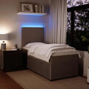 Giroletto a Molle con Materasso Grigio Chiaro 90x200 cm Velluto