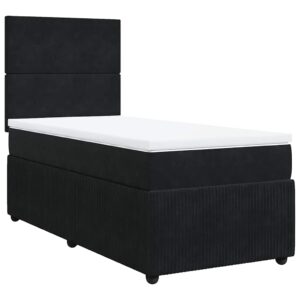 Giroletto a Molle con Materasso Nero 90x200 cm in Velluto
