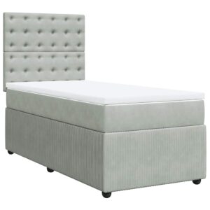Giroletto a Molle con Materasso Grigio Chiaro 90x200 cm Velluto