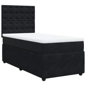 Giroletto a Molle con Materasso Nero 90x200 cm in Velluto